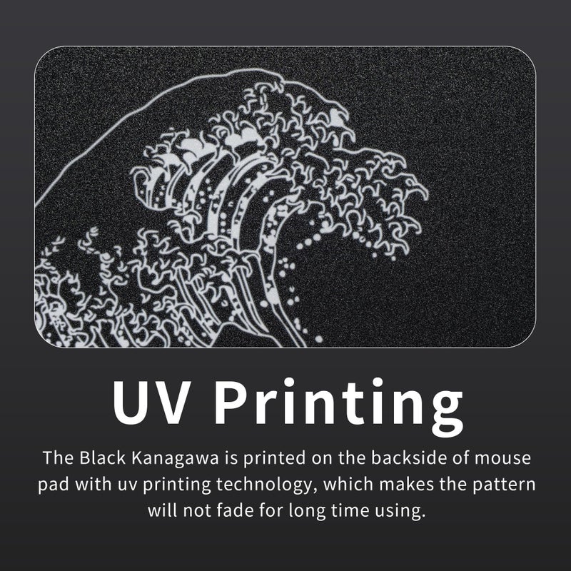 GMKWTL Glass Gaming Mouse Pad, Black Kanagawa Hard Mousepads for Gaming,Professional Large Mouse Mat 410mm*310mm, Special Glass Surface with Improved Precision and Speed - Image 4
