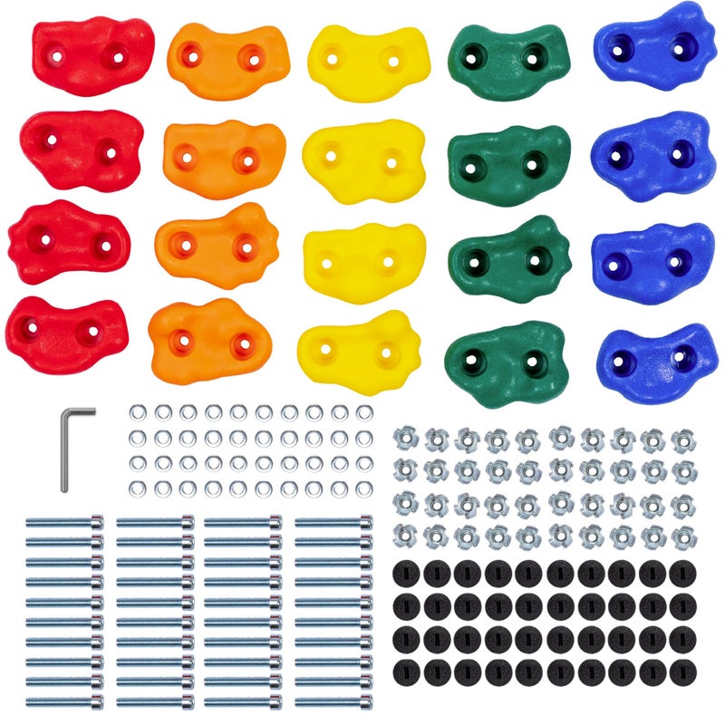 Squirrel Products Kids Rock Climbing Holds with Safety Rock Plugs to Protect Little Fingers  20 Pack  Includes Hardware for 1 Installation - Image 2