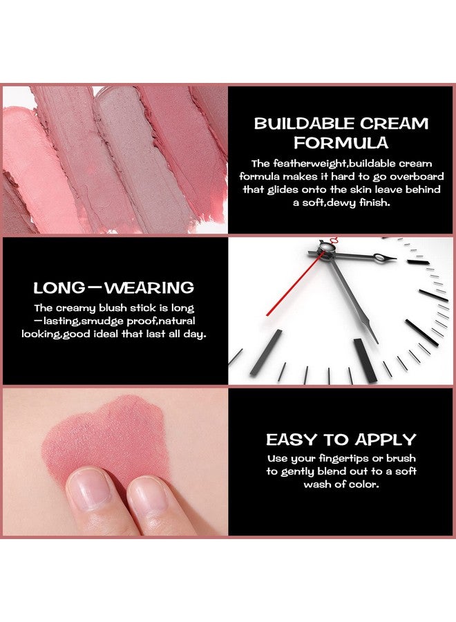 FOCALLURE Cream Blush Makeupbuildable Blush Stick For Cheeksmatte And Dewy Finishlong Wearingeasy Applicationlightweight Multi Stickrose Flush - Image 4