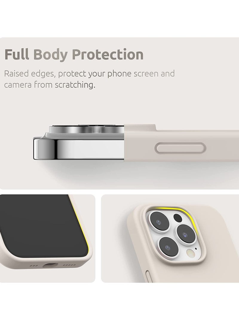 ELTRAZONE - (4 in 1 iPhone 14 Pro MAX Case (6.7 inch 2022), Compatible with Mag Safe  with 2 Screen Protector + 1 Camera Protector Silicone Case for iPhone 14 Pro MAX (Stone) - Image 1
