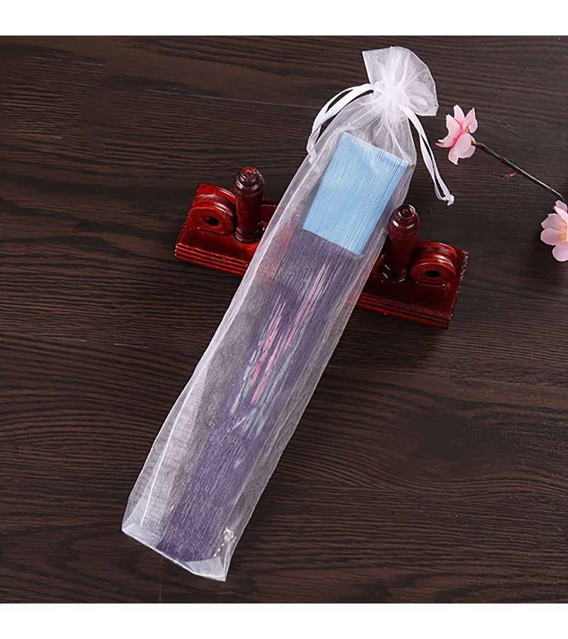 100 قطعة من أكياس شبكية بيضاء برباط، جيوب قابلة للطي للفناجين، تغليف هدايا تجميلية، تخزين متعدد الاستخدامات - Image 4