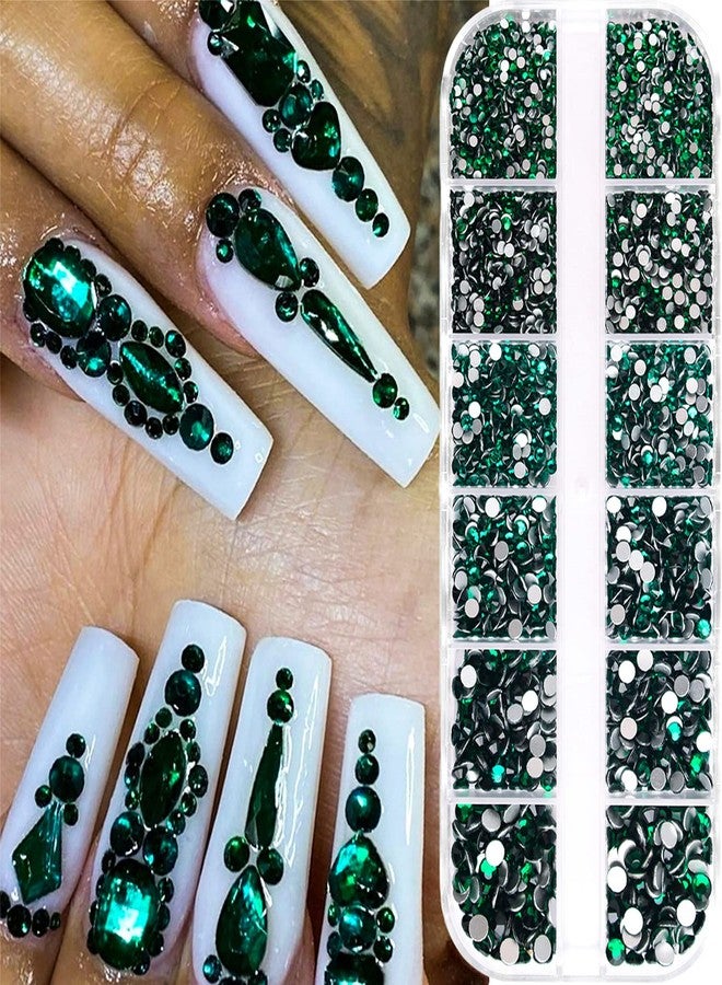 JERCLITY 3000pcs Emerald Green Rhinestones for Nails Red Rhinestones for Nails Flat Back Gems Round Crystal 6 Sizes (1.5-4mm) with Picking Pen for Crafts Clothes Shoes Jewelry - Image 4