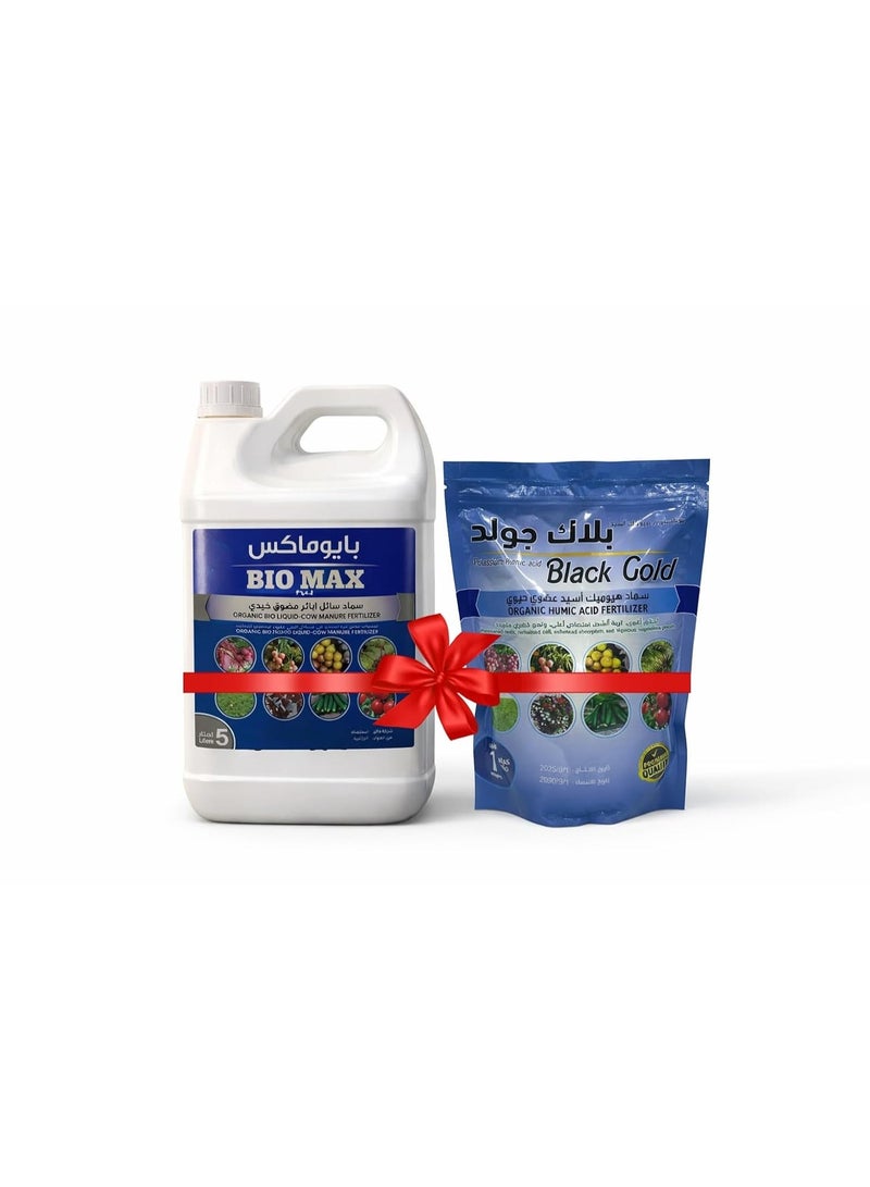 Black Gold Bio Max Cow Organic Liquid Fertilizer 5L + Black Gold Organic Humic Acid Fertilizer 1kg Improves Soil Health, Root Growth & Nutrient Absorption - Image 2