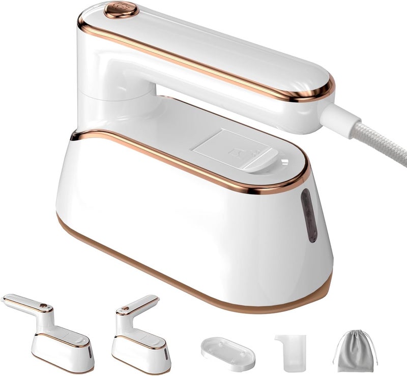 KASTWAVE Portable Iron Steamer for Clothes, Compact Travel Size Mini Steamer, Hand Held Fabric Steamer, 1300W Efficient Fast-Heating Travel Iron Mini with Steam, for Home Travel College (White) - Image 1