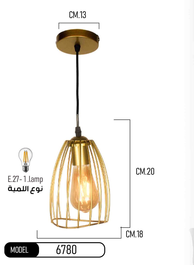 Best Power Modern 6780 Gold Iron Pendant Light with Gold Design | E27 Bulb | Sleek and Stylish Lighting for Home Interiors - Image 2