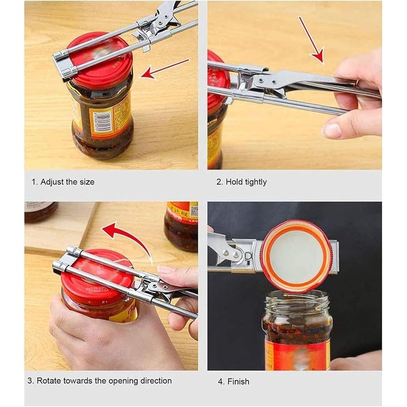zengxiaoyun® Master Jar & Bottle Opener, Adjustable Multifunctional Stainless Steel Can Opener Jar Lid Gripper, Manual,Kitchen Accessories (2PCS) - Image 2
