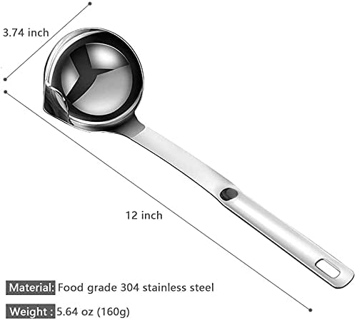 Perfect Pricee Stainless Steel Oil Separator Soup Ladle Gravy Food Fat Separator Skimmer Spoon Grease Strainer Separator Hot Pot Oil Filter Spoon for Home Kitchen and Cooking,Soup Colander 12 Inch - Image 4