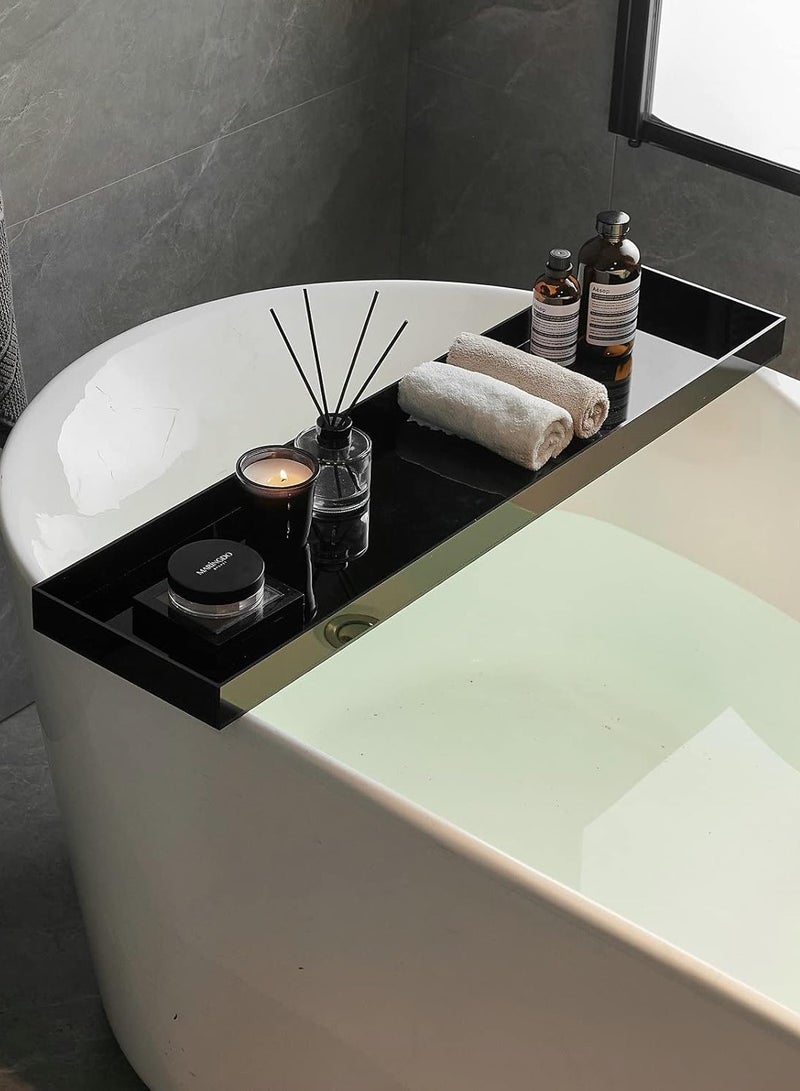 تي بي جي بي صينية أكريليك لحوض الاستحمام، صينية حامل للاستحمام، رف صينية لحوض الاستحمام، منظم فاخر لحوض الاستحمام، باللون الأسود. - Image 1