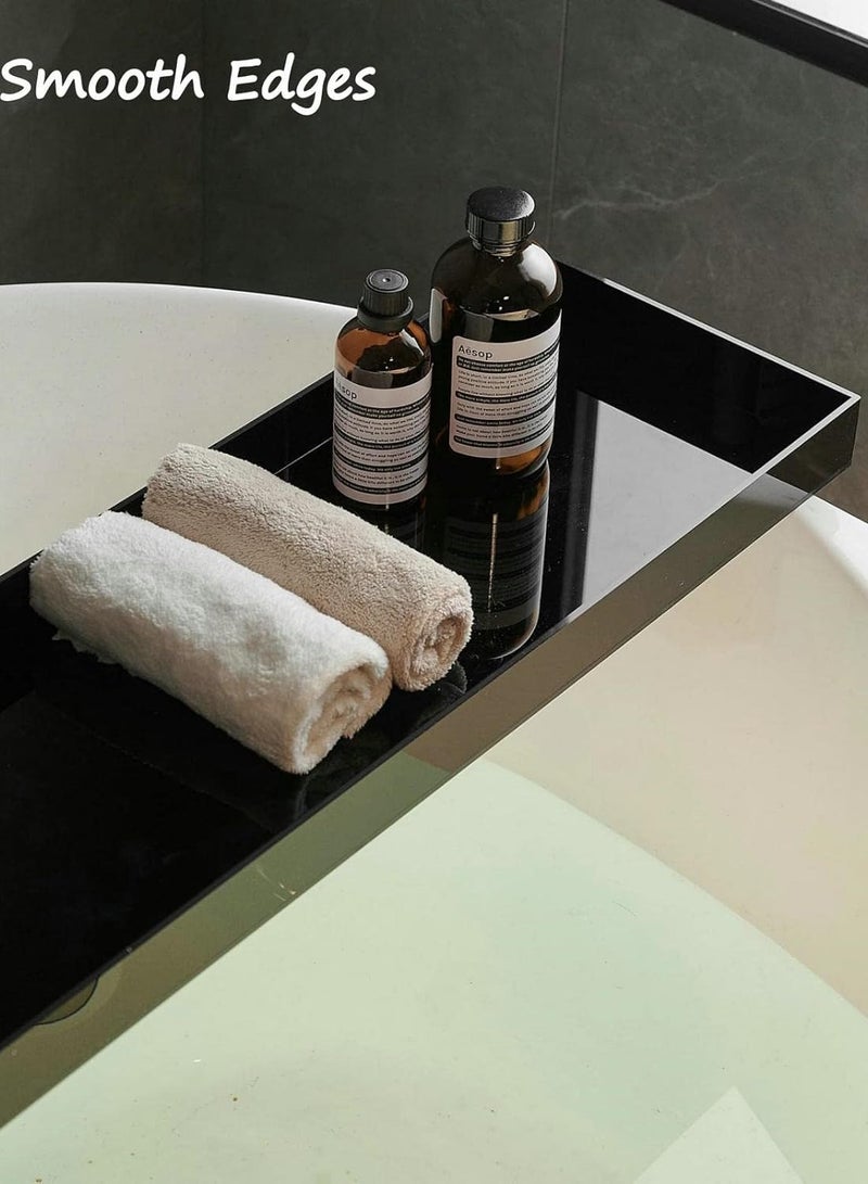 تي بي جي بي صينية أكريليك لحوض الاستحمام، صينية حامل للاستحمام، رف صينية لحوض الاستحمام، منظم فاخر لحوض الاستحمام، باللون الأسود. - Image 5