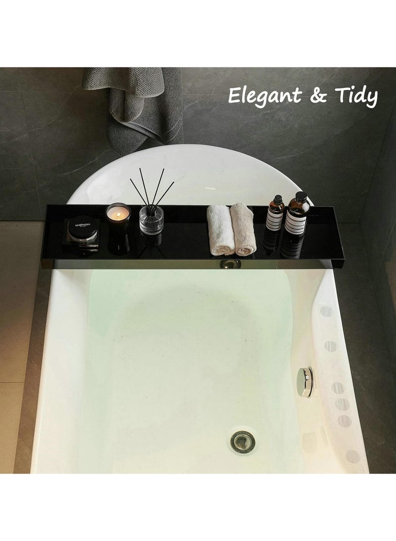 تي بي جي بي صينية أكريليك لحوض الاستحمام، صينية حامل للاستحمام، رف صينية لحوض الاستحمام، منظم فاخر لحوض الاستحمام، باللون الأسود. - Image 4