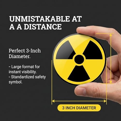 Safety Supply Mart Radiation Hazard Warning Label, 3" Round, Pack of 6 Decals, Coated Paper, Yellow/Black Universal Radiation Symbol Stickers, Self-Adhesive Radioactive Sign - Image 2