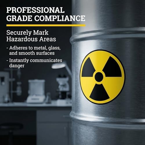 Safety Supply Mart Radiation Hazard Warning Label, 3" Round, Pack of 6 Decals, Coated Paper, Yellow/Black Universal Radiation Symbol Stickers, Self-Adhesive Radioactive Sign - Image 4