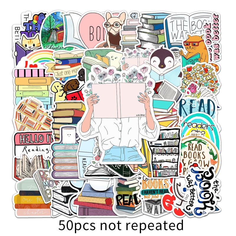 50 reading graffiti personality cartoon cross-border small fresh creative hand account DIY skateboard luggage stickers waterproof 50 reading -430