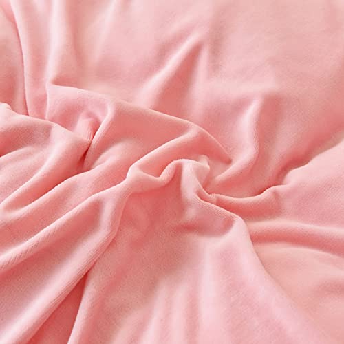 LweiPsqLin Velvet Fitted Sheet Full Size,Fleece Plush Bed Sheet Mattress Protector Cover with 15'' Deep Pocket Warm Fuzzy Bottom Sheet (Not Include Pillowcases),Pink - Image 5