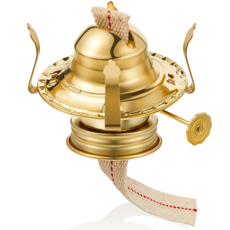 Hortsun 1 Piece Oil Lamp Parts Burner Kerosene Brass Plated #2 Oil Lamp Chimney Holder Replacement Burner with 1 3/16" Diameter Threaded Base for Antique Hurricane Lantern - Image 1