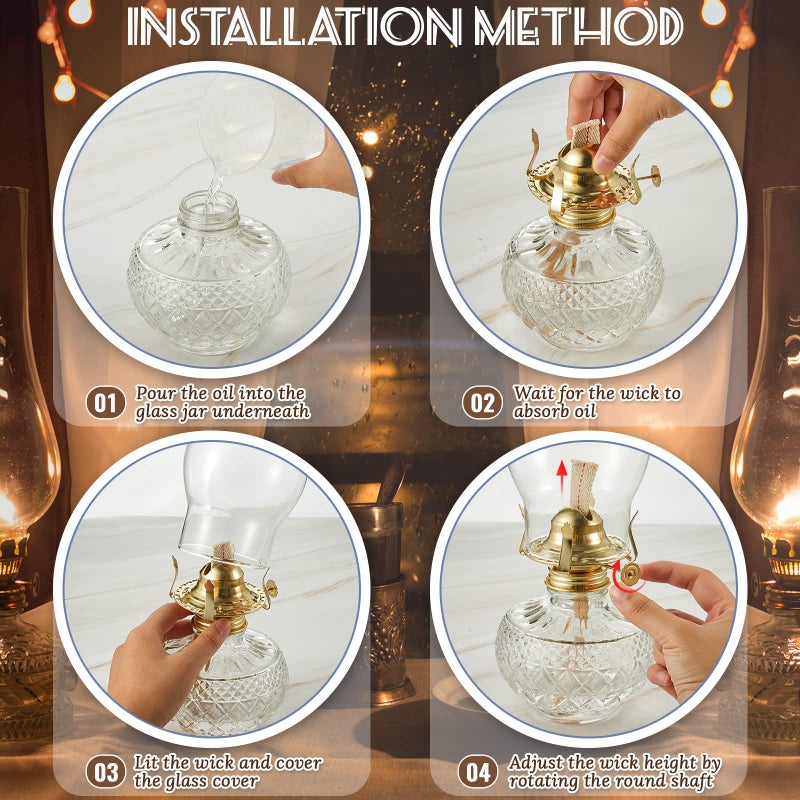 Hortsun 1 Piece Oil Lamp Parts Burner Kerosene Brass Plated #2 Oil Lamp Chimney Holder Replacement Burner with 1 3/16" Diameter Threaded Base for Antique Hurricane Lantern - Image 3