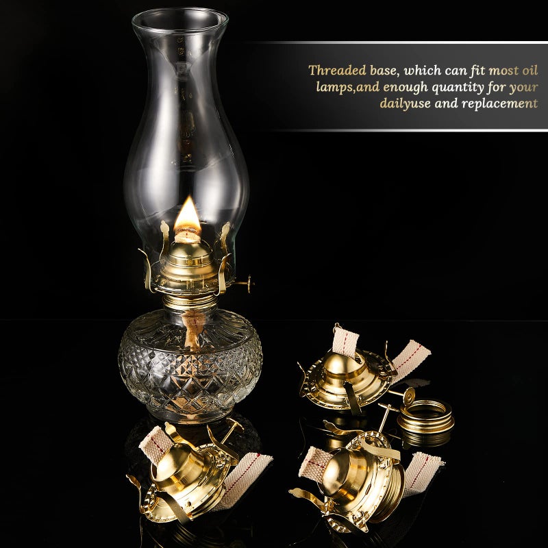 Hortsun 1 Piece Oil Lamp Parts Burner Kerosene Brass Plated #2 Oil Lamp Chimney Holder Replacement Burner with 1 3/16" Diameter Threaded Base for Antique Hurricane Lantern - Image 4