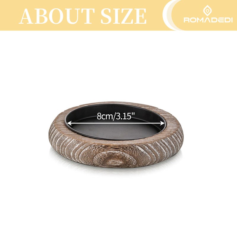 Romadedi Wood Candle Holder Farmhouse Decor - Pillar Candle Holders for Table Centerpiece Small Tray Riser Set of 2 Round Wooden Plate Pedestal Stand for Coffee Table Home Living Room, Whitewash - Image 5