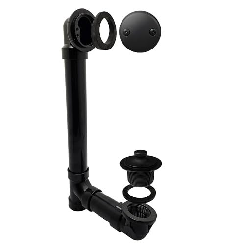 Westbrass Pull Drain Sch 40 ABS Bath Waste with TwoHole Elbow Matte Black D497162 - Image 1