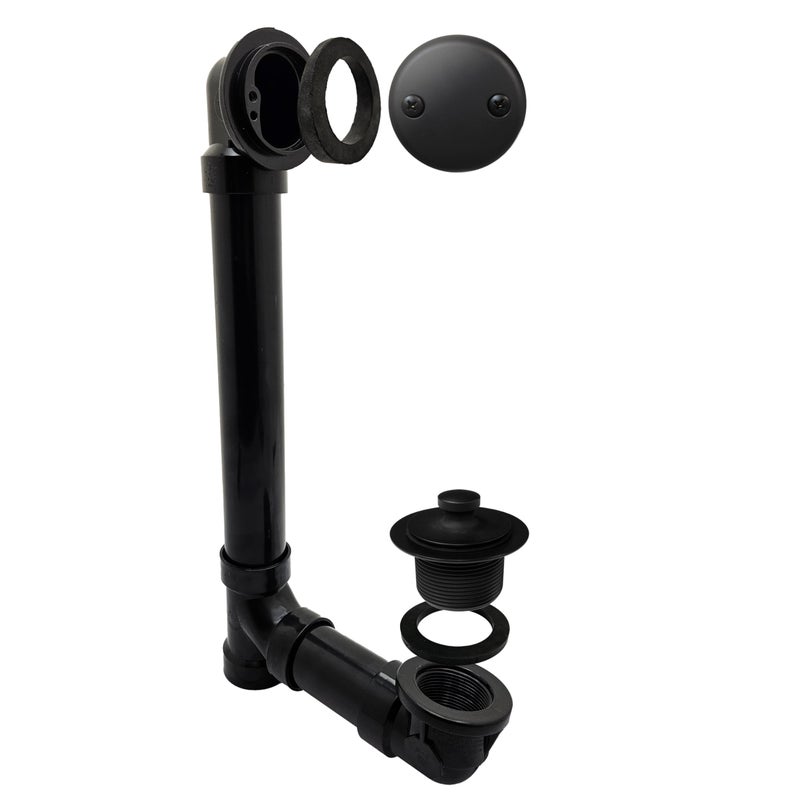 Westbrass Pull Drain Sch 40 ABS Bath Waste with TwoHole Elbow Matte Black D497162 - Image 2