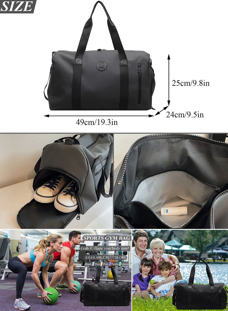 Qiccijoo Travel Duffel Bag Carry on Bag with Shoes Compartment and Wet Pocket for Men Women,35L Weekend Overnight Bag Sports Gym Bag(Grey) - Image 2