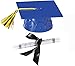 DecoPac Blue Plastic Graduation Cap Cake Topper with Large Diploma Cake Topper - Image 3