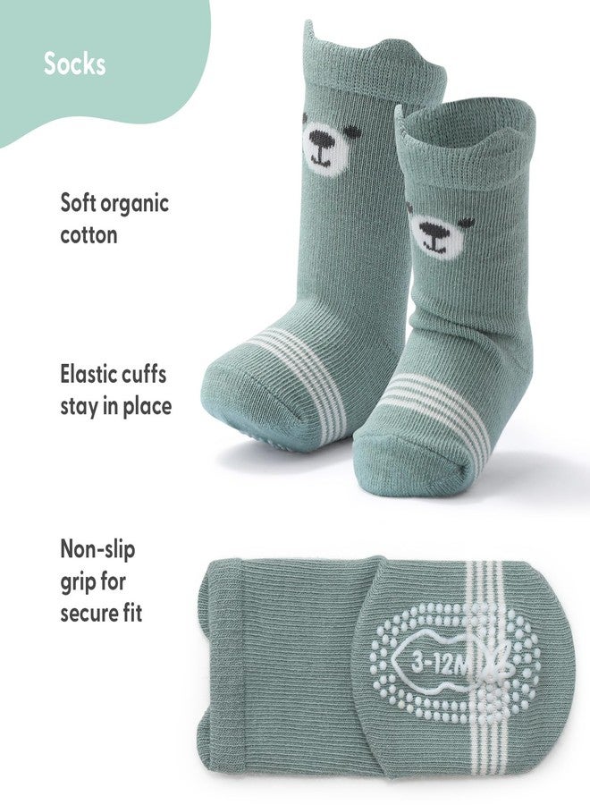 The Peanut Shell The Peanutshell Organic Baby Socks for Girls or Boys 0-3 Months Set of 12 - Non-Slip Grip, Soft and Breathable Cotton Baby Crew Socks - Comfortable Design for Newborn- Neutral - Image 4