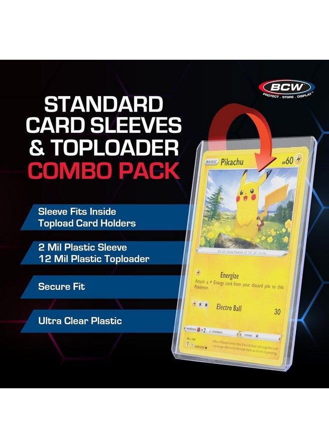 BCW 3X4 Topload Card Holders And Card Sleeves Combo | 100 Clear Plastic Toploaders And 100 Soft Card Sleeves | Protect, Store, And Display Trading Cards | Durable Card Storage Box For Collectors  - Image 2
