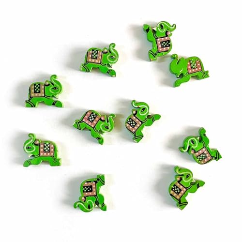 ADIKALA Wooden Hand Painted Elephant Miniatures Beads for Jewelery Making, Home Decoration, Beading, DIY Art & Crafts Set of 50pc (Multi Color) - Image 2