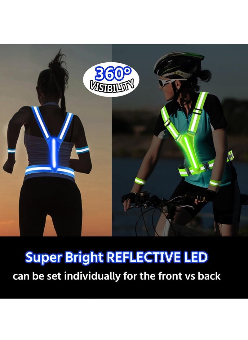 Meetion Led Light Up Running Vest Reflective Vest for Walking at Night, High Visibility Night Running Gear Rechargeable Adjustable Running Lights for Runners Walkers Men Women (Blue)  - Image 4