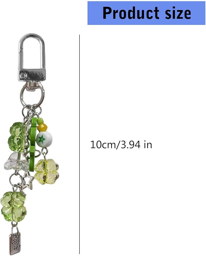 Music Bear Beaded Phone Lanyard Keychain Pendant With Four Leaf Clover Charm - Image 3