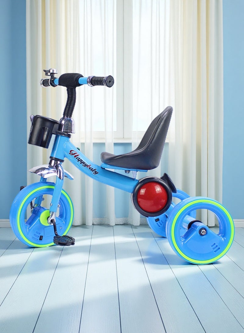 EASY FUTURE   Kids Baby Tricycle with Light & Music Ride-On Toy Bicycle with Storage Basket (Blue/Red/Pink Options) - Image 5