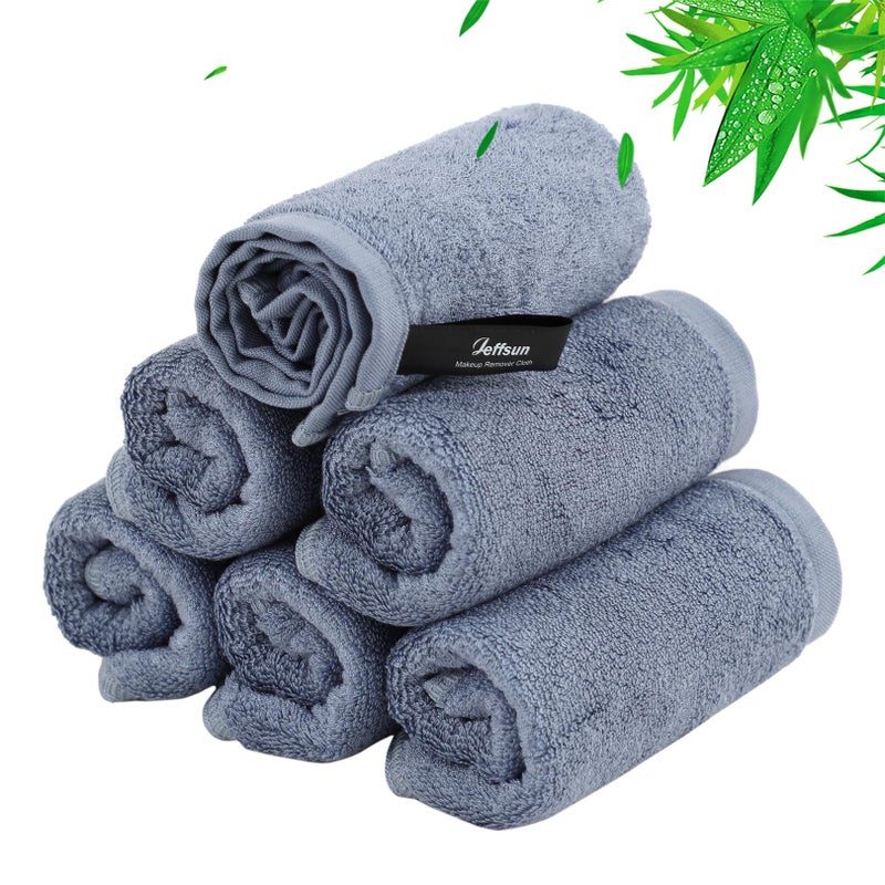 JEFFSUN Wash Cloths 6 Pack, Reusable Makeup Remover Cloths, Super Soft and Gentle Face Towel for Sensitive Skin, 10x10 inch Small Face Washcloths, Easy to Rinse Quick Dry Slate Blue Facial Cleansing Cloths - Image 1