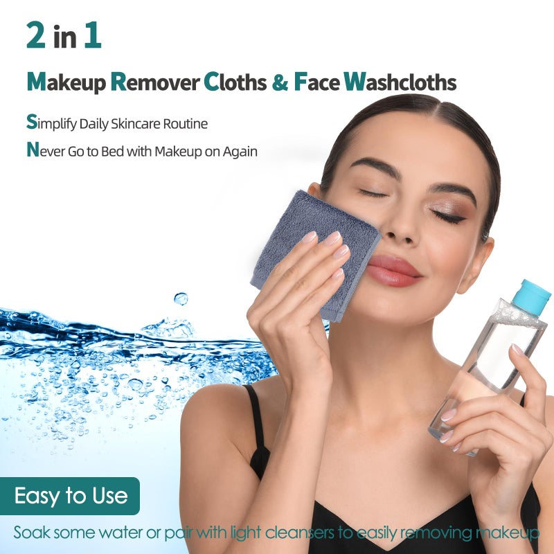 JEFFSUN Wash Cloths 6 Pack, Reusable Makeup Remover Cloths, Super Soft and Gentle Face Towel for Sensitive Skin, 10x10 inch Small Face Washcloths, Easy to Rinse Quick Dry Slate Blue Facial Cleansing Cloths - Image 3
