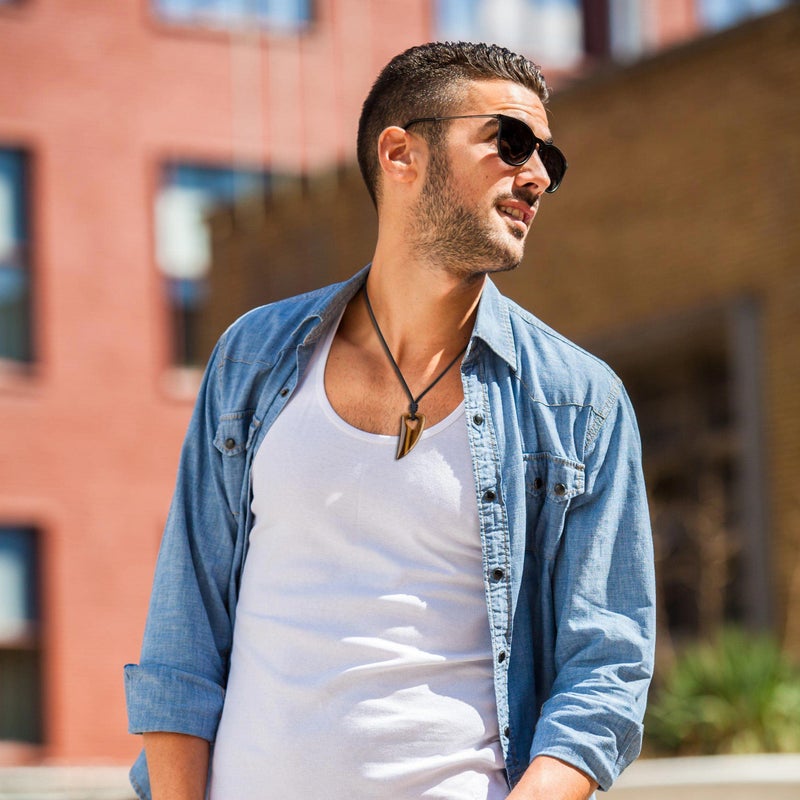 COAI Mens Wolf Tooth Amulet Tiger Eye Stone Necklace for Men Women - Image 2