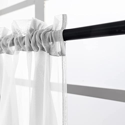 PearAge Beaded Triangle Sheer Valance Curtains for Living Room,Rod Pocket Farmhouse Window Valance, Bead Trim Tassel Voile Sheer Curtain Valance for Bedroom Bathroom Cafe 51x24 Inches (Ivory) 1PC - Image 5