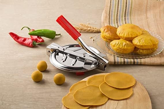 meshify meshify Stainless Steel Puri Maker Press Machine roti chapati Presser for Home papadkhakhrapoori Manual Hand Press with Handle for Kitchen Pack of 1  - Image 4