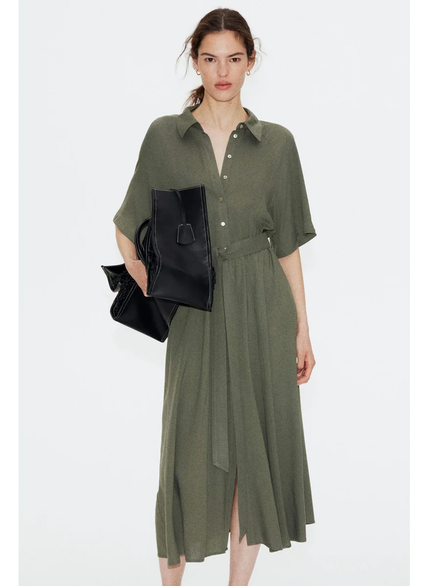 اتش اند ام Tie-Belt Shirt Dress