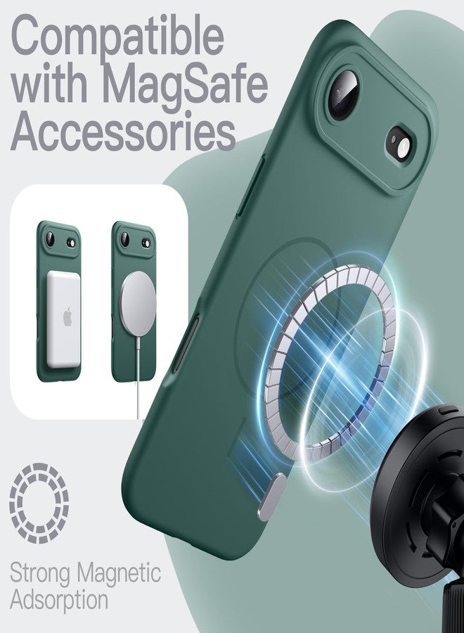 JETech Magnetic Silicone Case for iPhone Air, Compatible with MagSafe, Silky Soft Touch, Shock Absorbing Phone Cover with Camera Lens Protection, 6.5-Inch Display (Midnight Green) - Image 3