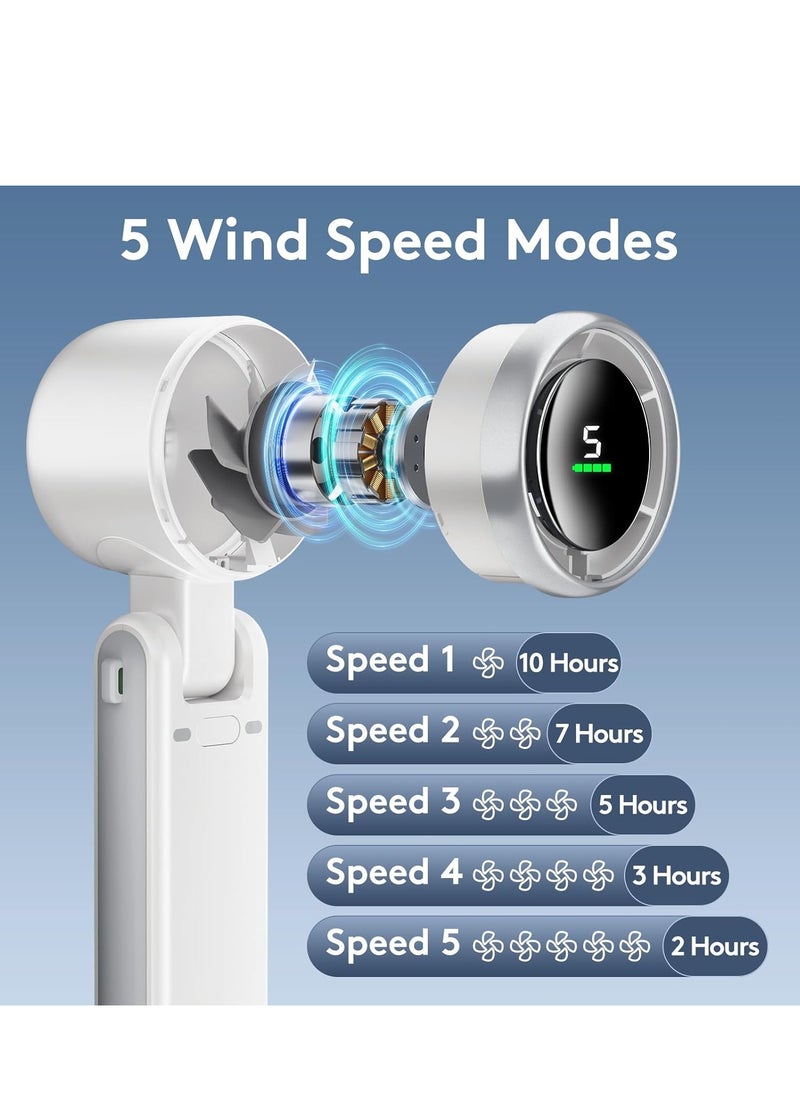 Portable Handheld Turbo Fan, 5 Gear Wind, Battery Operated, Up to 12 Working Hours, 3 IN 1 Hand Fan with Air Turbo Tech Cooling Fan for Outdoor Activities, Travel, Working