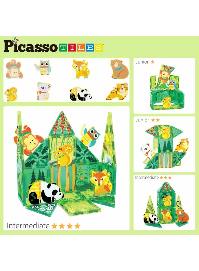 PicassoTiles مجموعة بلاط بيكاسو المغناطيسي للحيوانات البرية 26 قطعة | متوافقة مع بلاط المغناطيس | كتل بناء | ألعاب STEM | مجموعة ألعاب تعليمية | كتل تكديس | مجموعة بناء للأطفال لتطوير الدماغ - Image 4