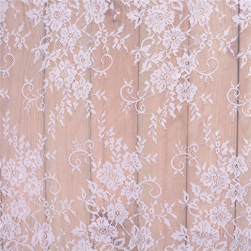 Zthread 3 Yards French Eyelash Lace Fabric Floral Embroidered Lace Fabric for Clothes Wedding Dress Sewing Home Decor (59"W x 3 Yards, White) - Image 2