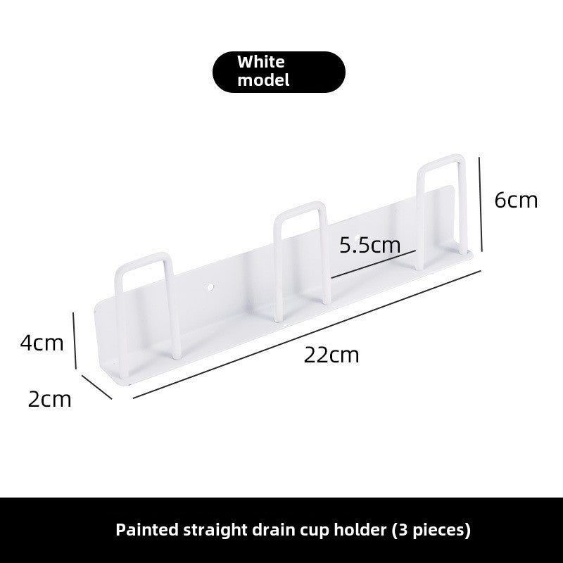 Cross-border Punch-free Cup Storage Rack Wrought Iron Wall-mounted Cup Storage Rack Wall Draining Glass Cup Rack(White cup holder) - Image 1