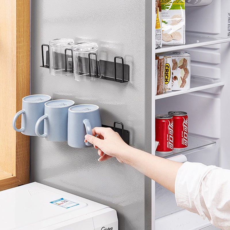Cross-border Punch-free Cup Storage Rack Wrought Iron Wall-mounted Cup Storage Rack Wall Draining Glass Cup Rack(White cup holder) - Image 4