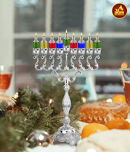 Ner Mitzvah Pre-Filled Colored Menorah Oil Cup Candles - Hanukkah Ohr Lights - 100% Olive Oil with Cotton Wick in Glass Cup - Medium Size, 44 per Pack, Burns Approx. 2 1/2 Hrs - Image 4