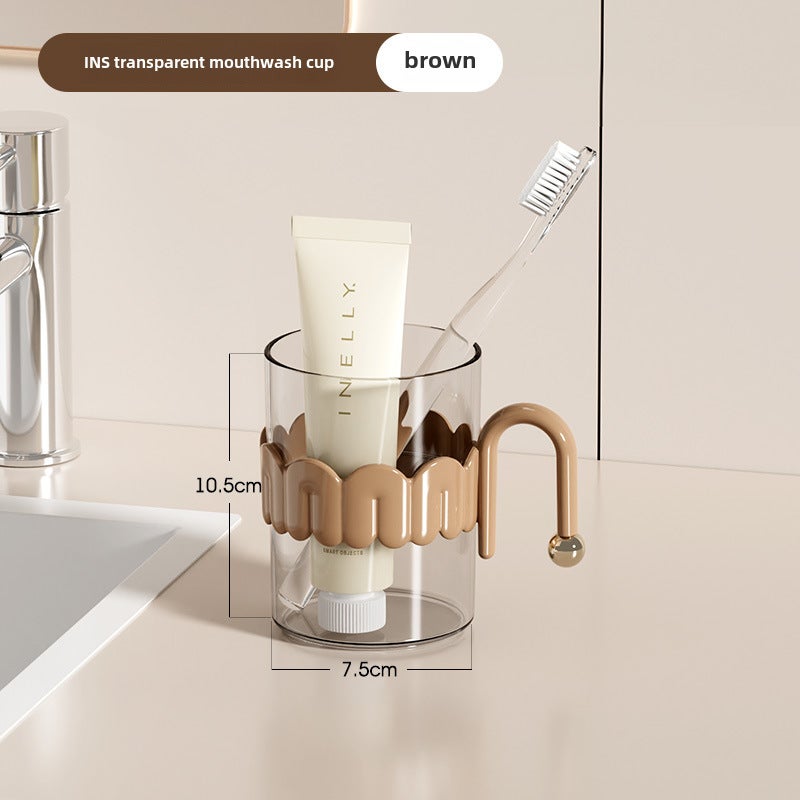 Elegant Transparent Mouthwash Cups for Couples Type A- Brown 
