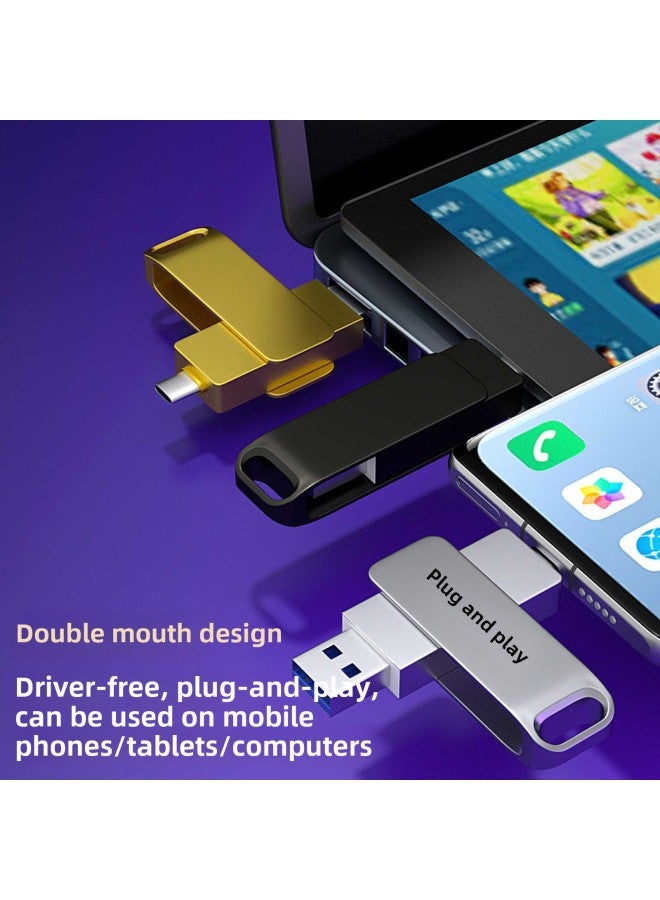 Metal Rotating USB Flash Drive Printed Logo Type-c Mobile Phone USB Computer High Speed 16GB Large Capacity Gift Wholesale - Color: Black USB3.0 - Capacity: 16GB  - Image 3