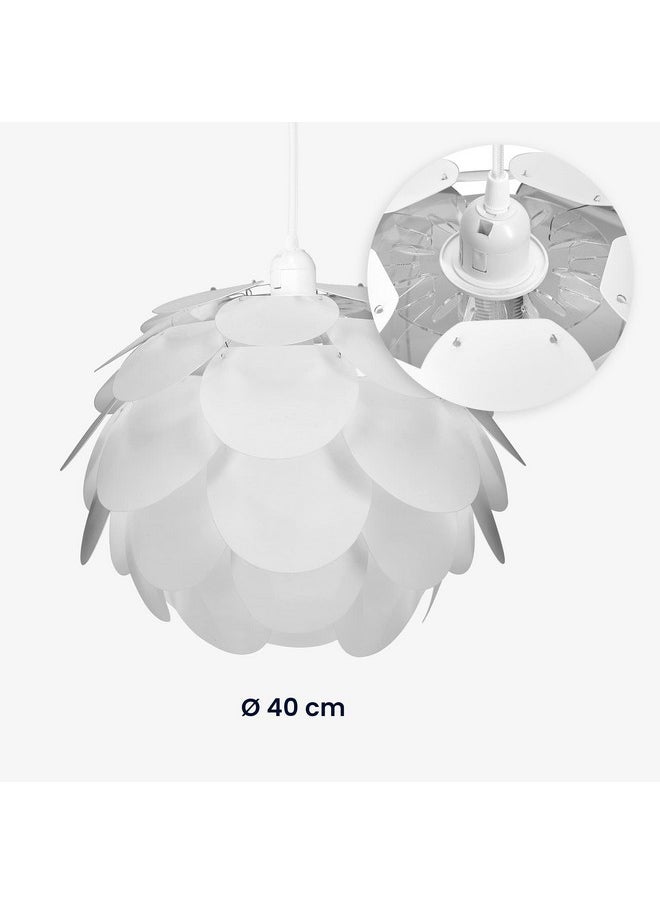 kwmobile kwmobile Puzzle Pendant Lamp Shade - Cherry Blossom DIY Jigsaw Lampshade - For Hanging Ceiling Light or Floor Lamp - Diameter 15.7" (40cm) - White  - Image 5