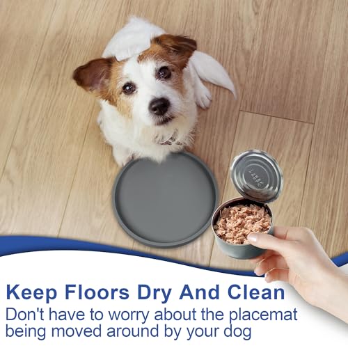 Arespark Pet Silicone Food Mat, Set of 2 Nonslip Waterproof Feeding Bowl Mat with Raised Edges for Food and Water Prevent Spills, Round Eating Tray for Dog Cat Puppy Kitten, 6'' x 6'' - Image 3