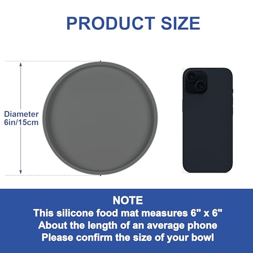 Arespark Pet Silicone Food Mat, Set of 2 Nonslip Waterproof Feeding Bowl Mat with Raised Edges for Food and Water Prevent Spills, Round Eating Tray for Dog Cat Puppy Kitten, 6'' x 6'' - Image 5